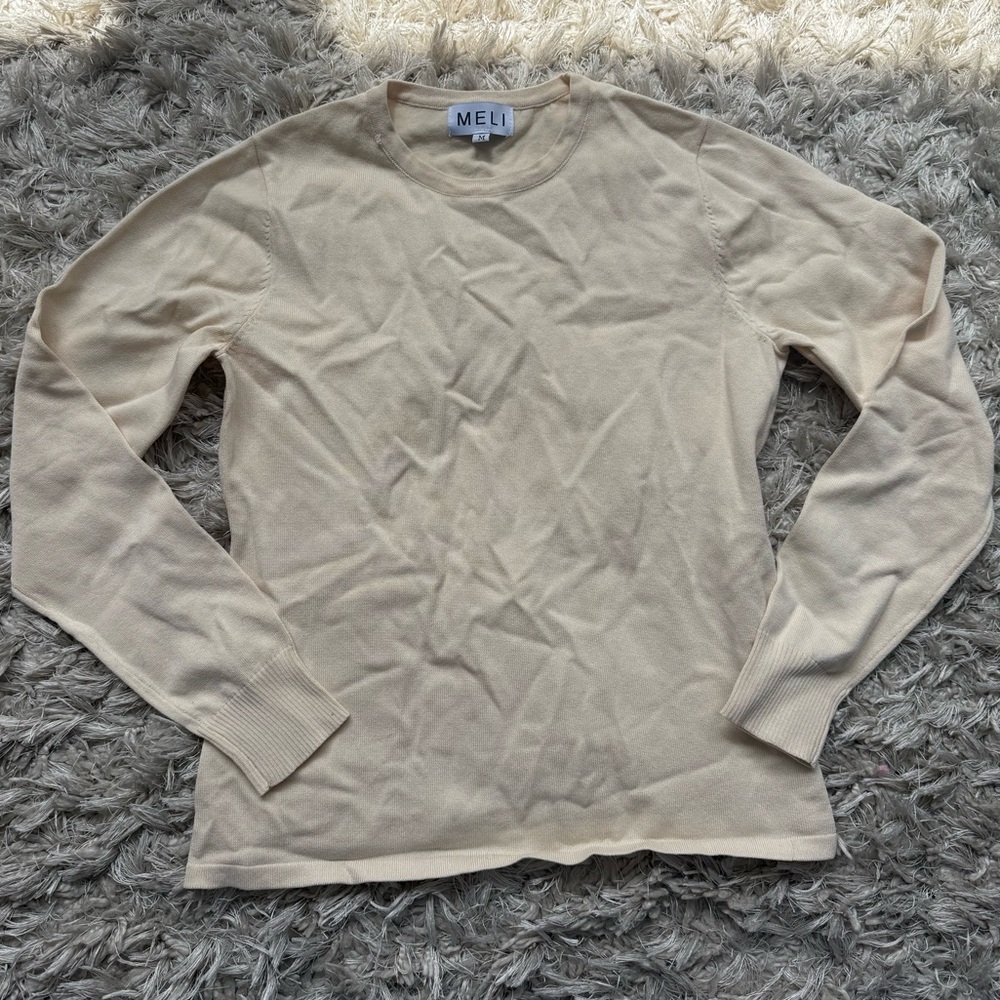 Women’s Tan/Cream Long Sleeve Lightweight Sweater Size Small New